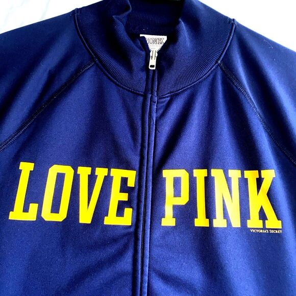 Victoria’s  Secret  LOVE PINK WEST VIRGINIA UNIVERSITY Track Jacket SMALL NAVY - Picture 2 of 5